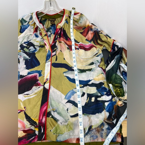 Anthropologie Vineet Bahl Retro Print Floral 100% Silk Blouse Top Size Medium - Picture 8 of 13
